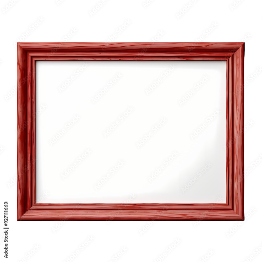 A classic wooden picture frame, with a rich red hue, stands ready to showcase your favorite memories. A classic wooden picture frame, with a rich red hue, stands ready to showcase your favorite memories.
