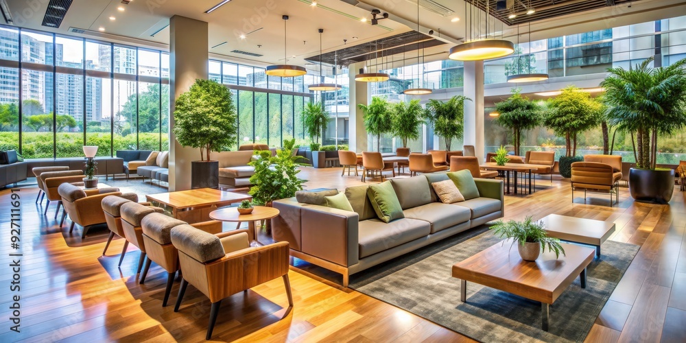 Stylish and contemporary public space interior , modern, trendy, chic, design, elegant, sophisticated, urban Stylish and contemporary public space interior , modern, trendy, chic, design, elegant, sophisticated, urban