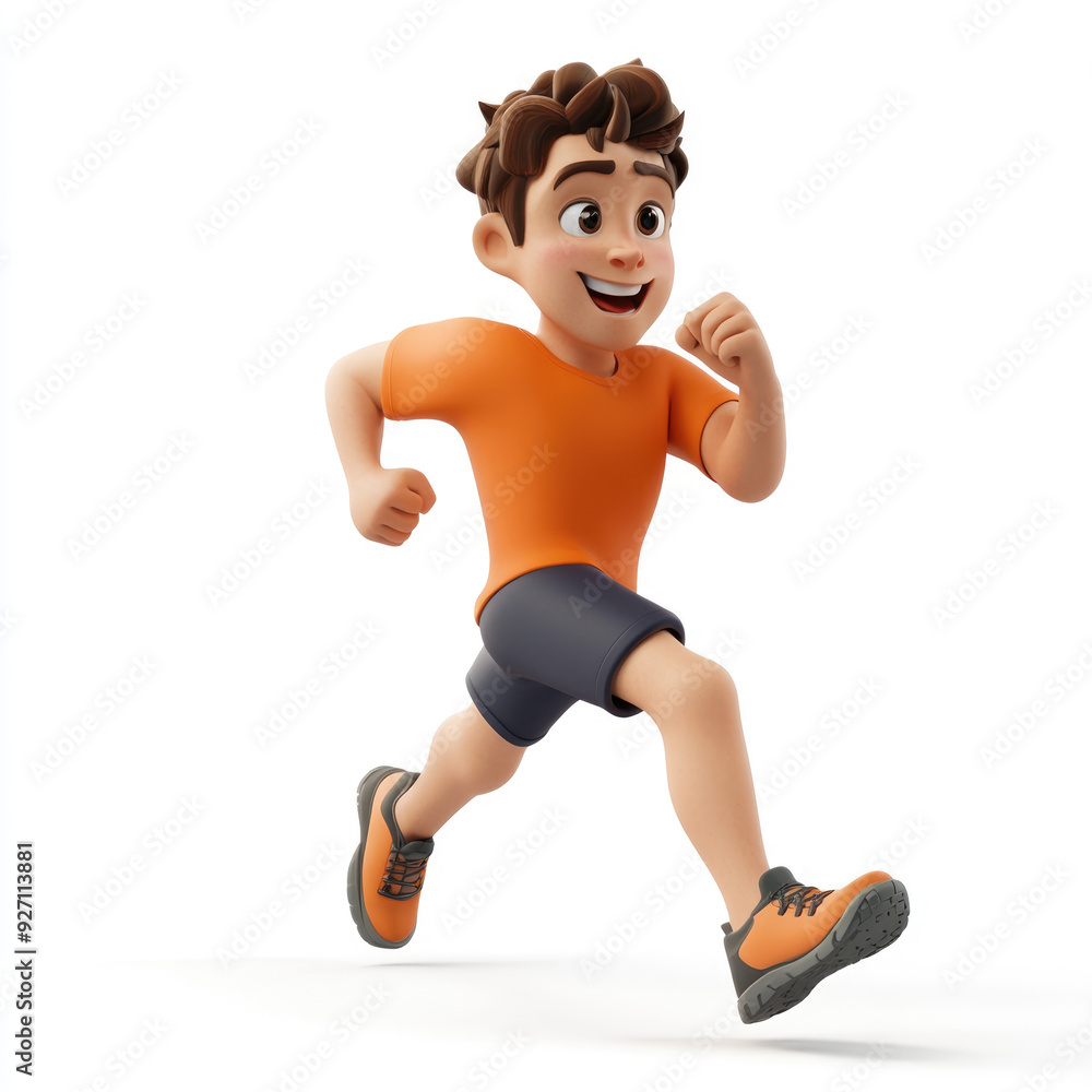 3D cartoon, a male runner athlete. on a solid white background 3D cartoon, a male runner athlete. on a solid white background