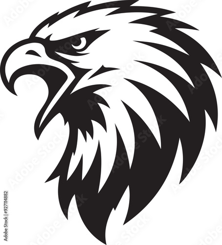 eagle silhouette head mascot angry roar