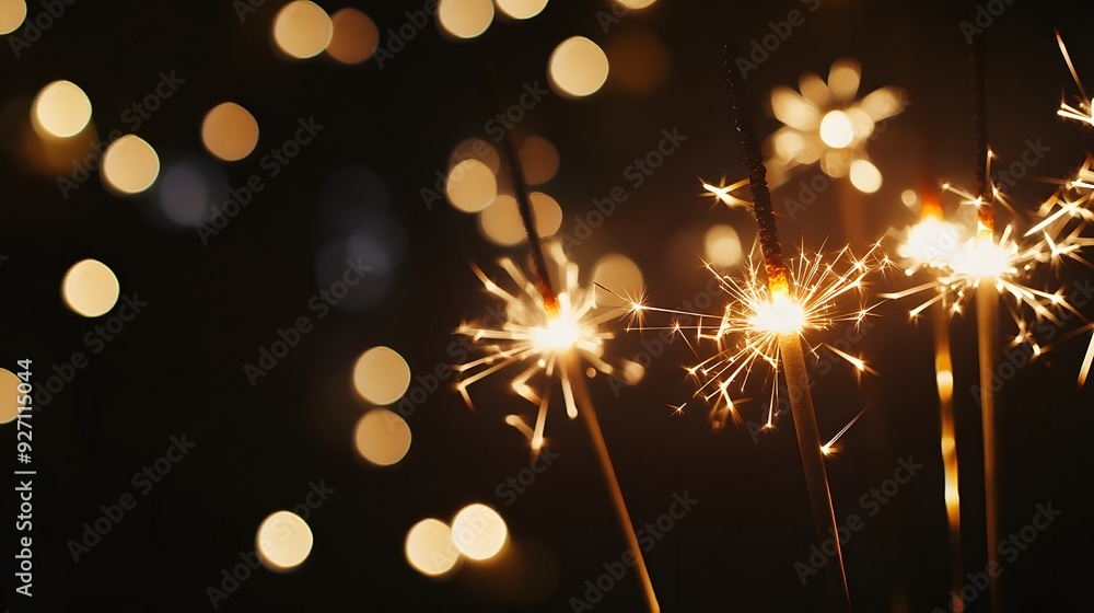 Festive New Year's Eve party greeting card featuring golden fireworks illuminating the dark night sky, capturing the excitement and joy of the Silvester celebration. Festive New Year's Eve party greeting card featuring golden fireworks illuminating the dark night sky, capturing the excitement and joy of the Silvester celebration.