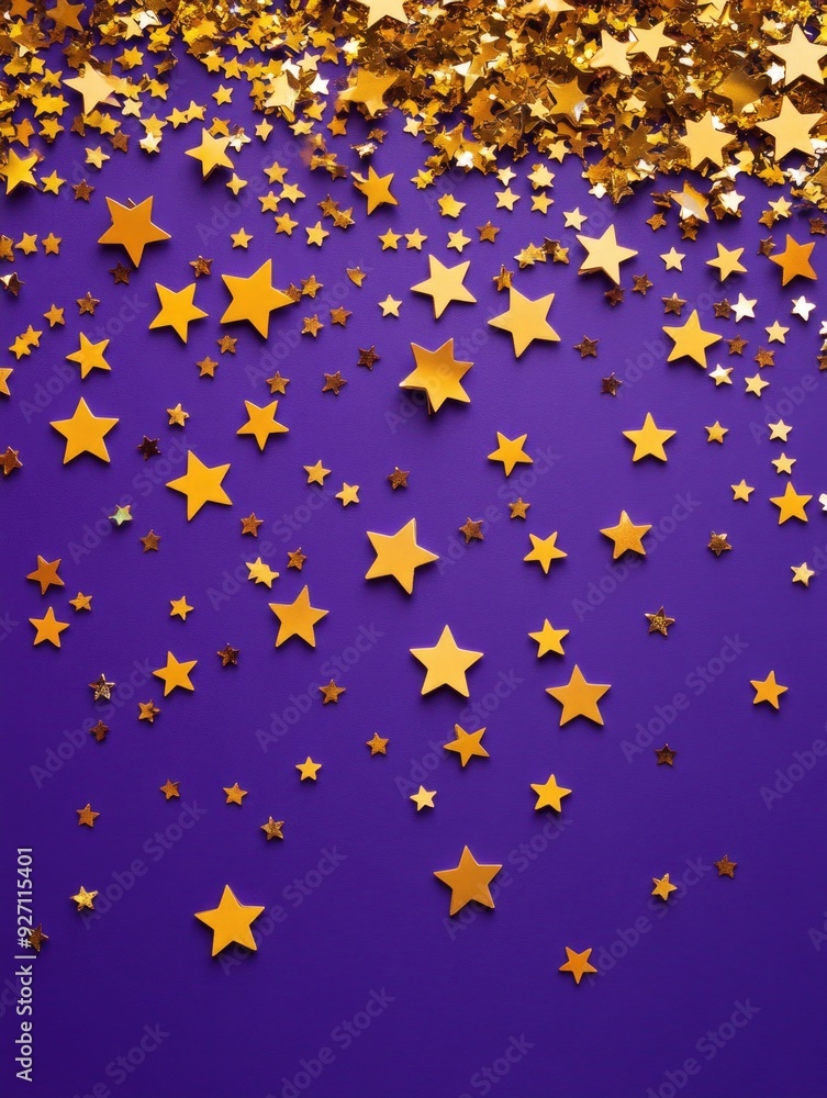 Purple Background with Gold Stars and Confetti Purple Background with Gold Stars and Confetti