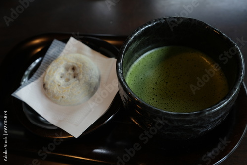 Japanese Rice Cake Sweets or Umegae Mochi in Fukuoka, Japan - 梅が枝餅 抹茶