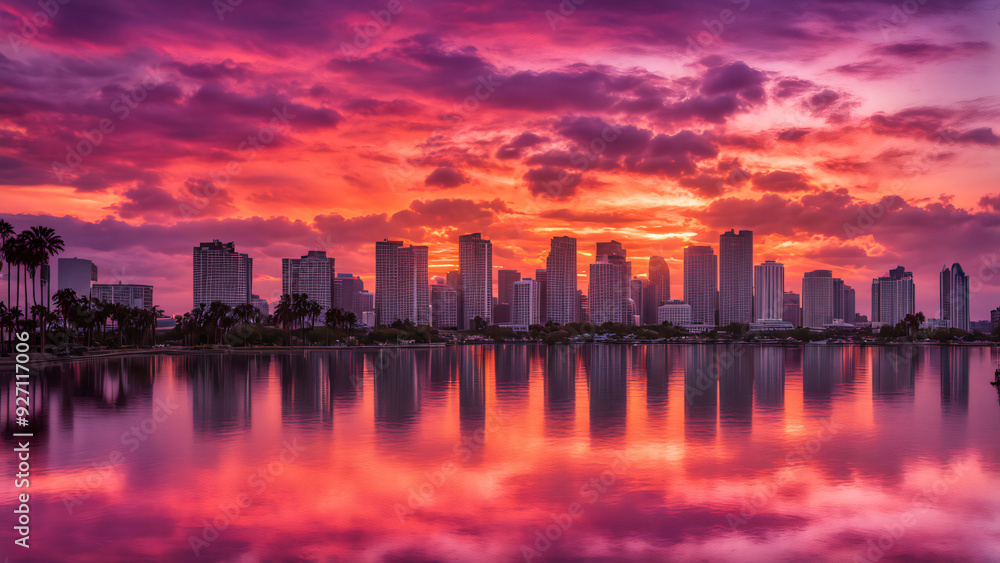 city skyline at sunset city skyline at sunset