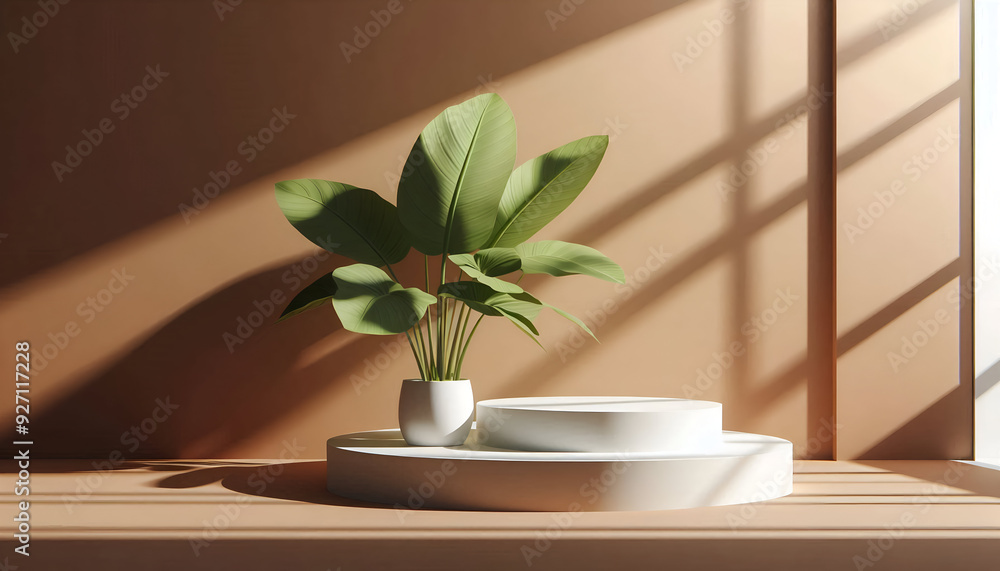 Empty podium or pedestal display on brown background with cylinder stand concept. Blank product shelf standing backdrop. 3D rendering. Cosmetic Or Beauty Product Promotion Copy Space Mockup. Empty podium or pedestal display on brown background with cylinder stand concept. Blank product shelf standing backdrop. 3D rendering. Cosmetic Or Beauty Product Promotion Copy Space Mockup.