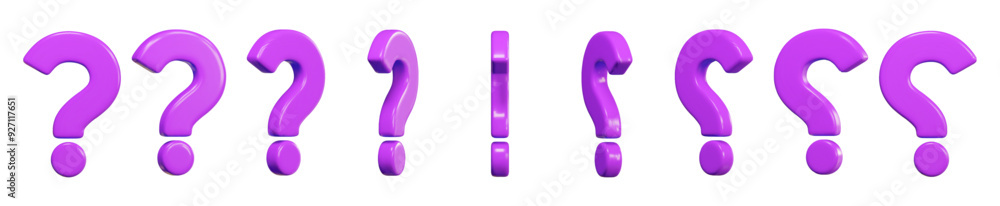3d set of purple question mark with different angles for animation. Faq problem solution symbol. Vector illustration on isolated background. 3d set of purple question mark with different angles for animation. Faq problem solution symbol. Vector illustration on isolated background.