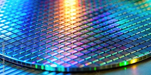 Wallpaper Mural Macro shot of silicon wafer in semiconductor production at advanced foundry, silicon wafer, microchips Torontodigital.ca