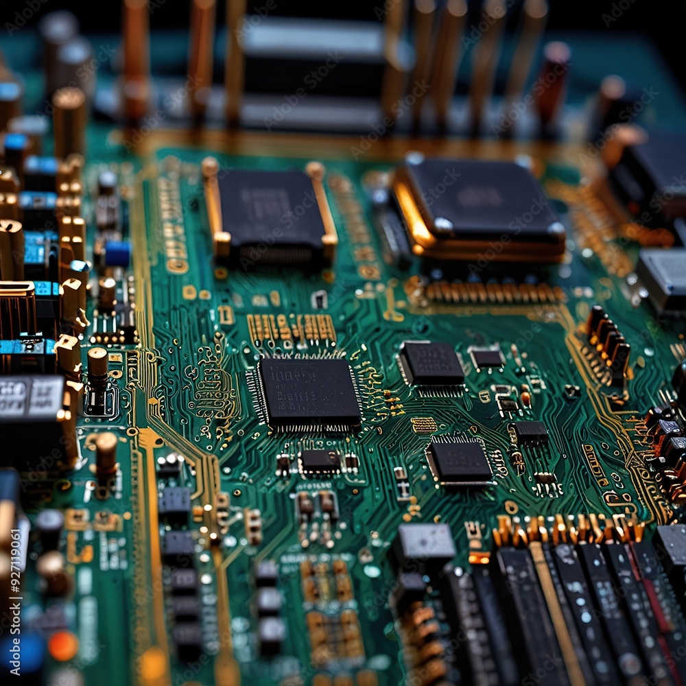 Free Photo secure connection or cyber security service concept of compute  motherboard CPU closeup 	
