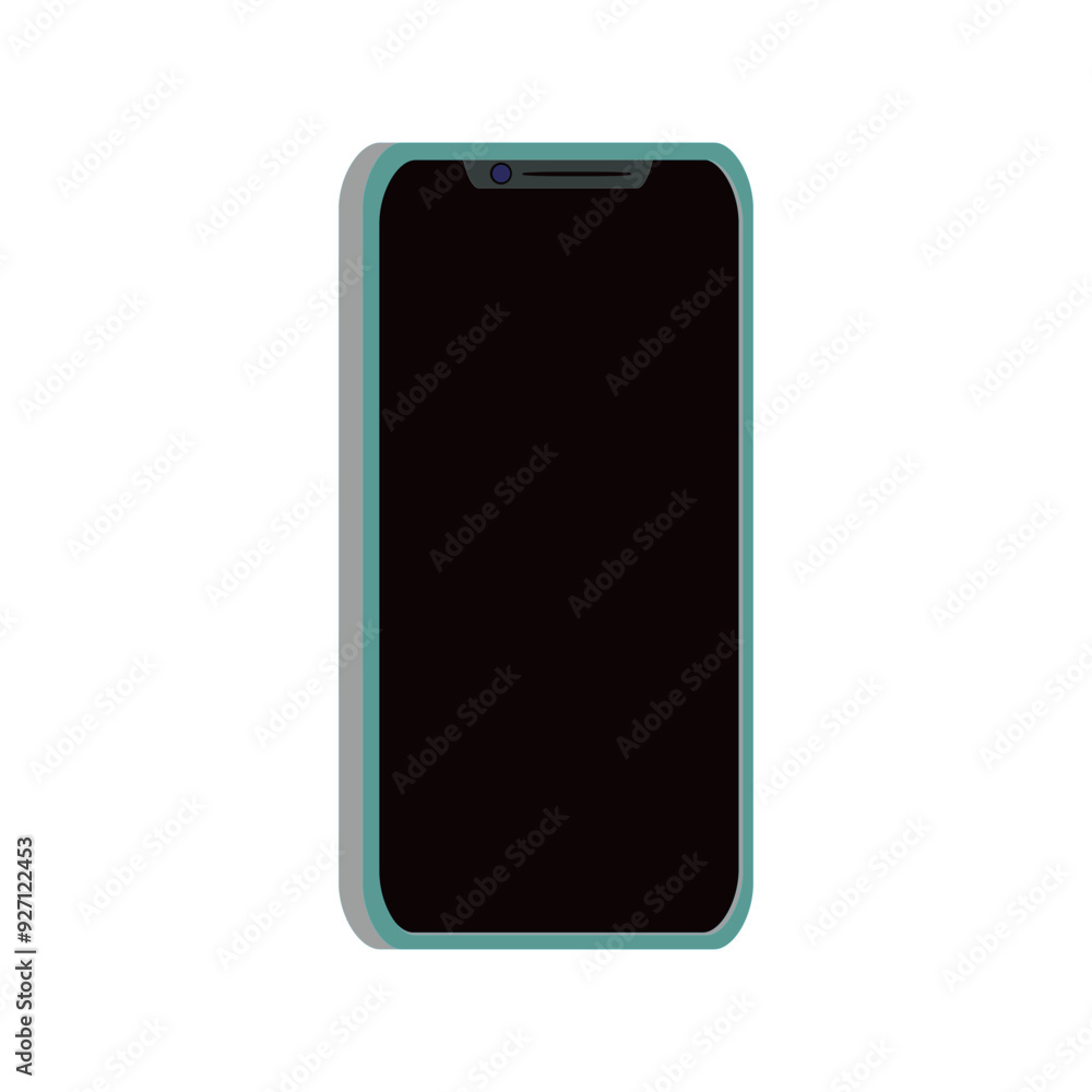 Illustration of a Mobile Phone with a green border and a black screen, isolated on a white background Illustration of a Mobile Phone with a green border and a black screen, isolated on a white background