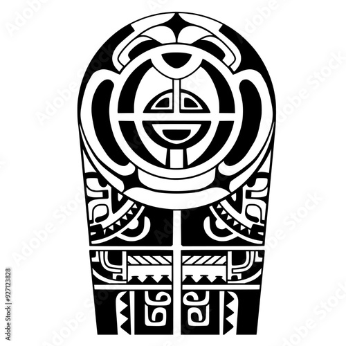 Wrap around arm polynesian tattoo design. Pattern aboriginal samoan. illustration EPS10