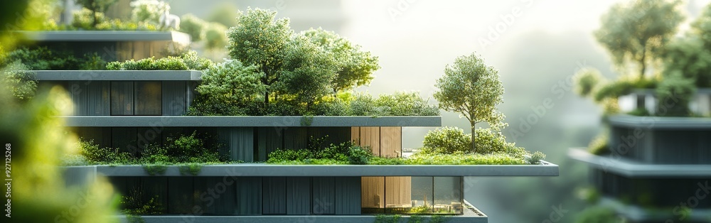 Architects designing green building with rooftop gardens Architects designing green building with rooftop gardens
