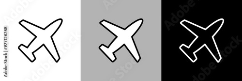 シンプルな線画の飛行機のベクターアイコン