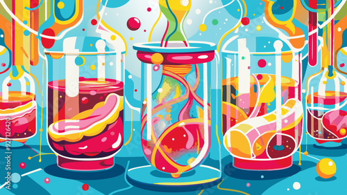 Vibrant Science Party: Test Tubes, Bubbling Liquids and Confetti