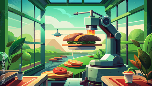 Futuristic Robotics in Food Preparation at an Eco-Friendly Restaurant