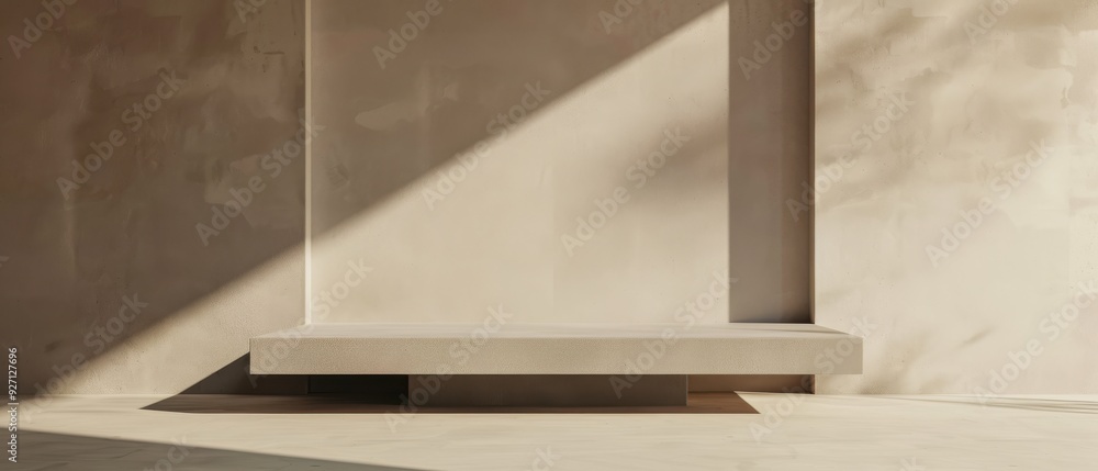 Fototapeta premium Minimalist Concrete Platform with Sunlight.