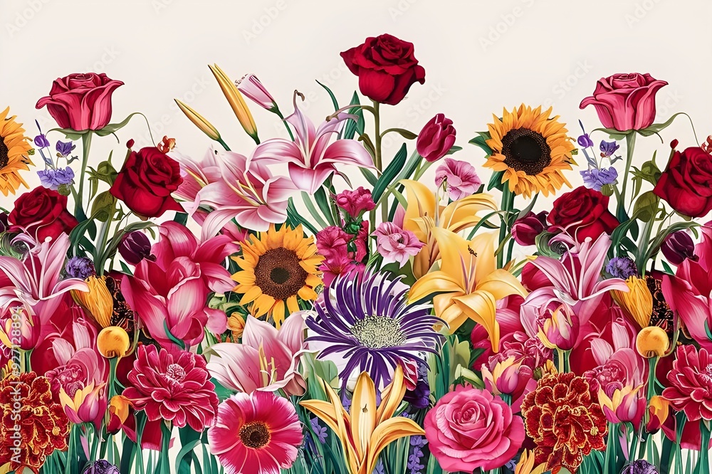 Colorful flowers seamless pattern Colorful flowers seamless pattern