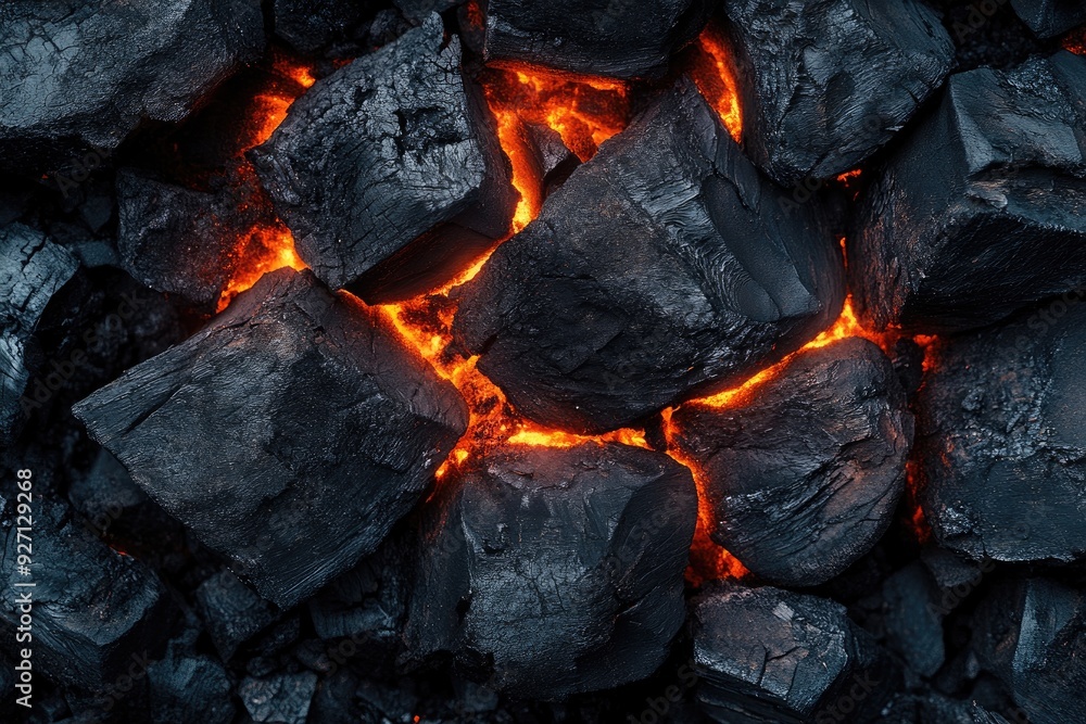Hot coals glow with orange light. This image is perfect for projects related to fire, heat, or energy. Hot coals glow with orange light. This image is perfect for projects related to fire, heat, or energy.