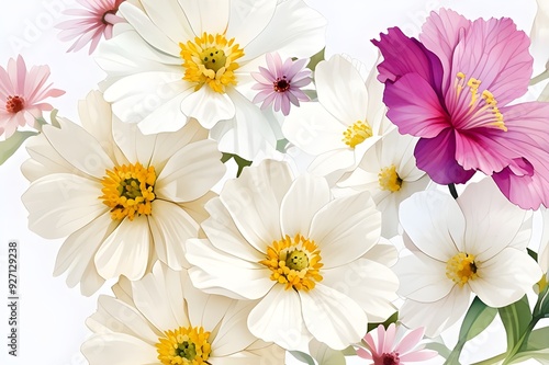 Beautiful flower design. white and pink flowers