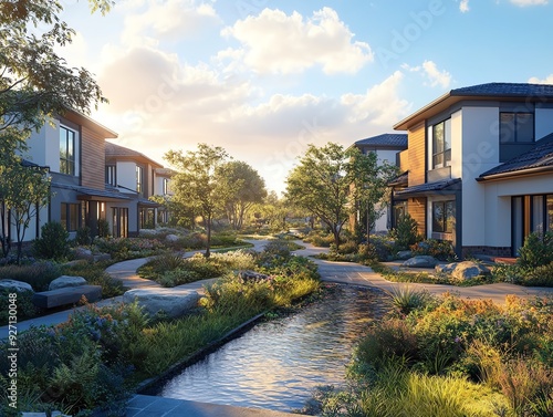 Creative plan for a suburban development site, blending artistic home designs with communityfocused spaces Build Artistic Site, Suburban development photo