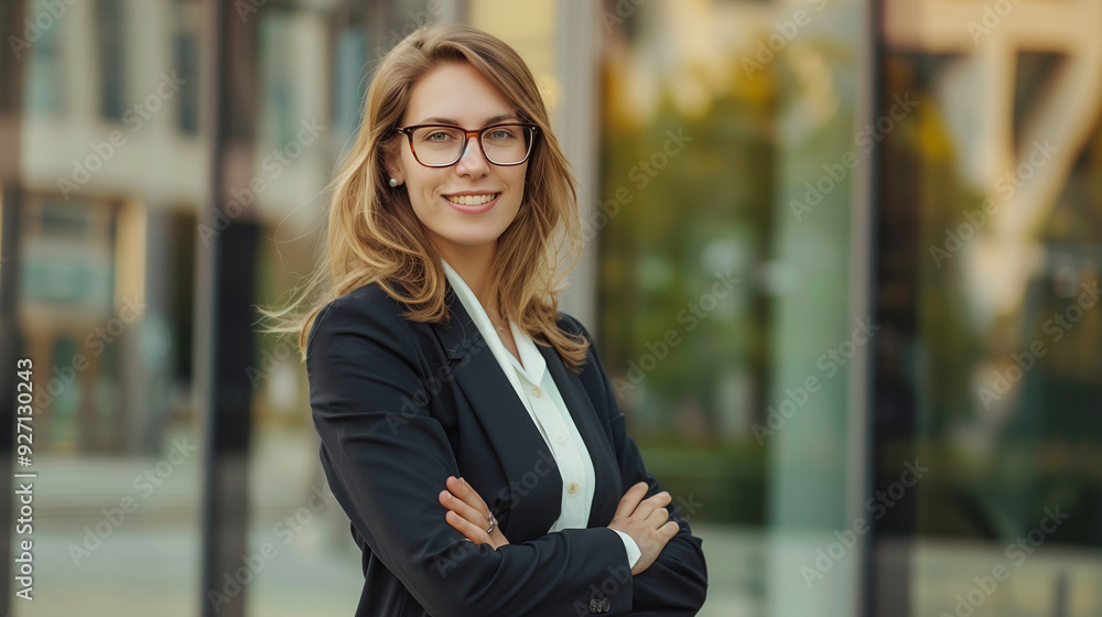 Young beautiful businesswoman in business suit, smiling Young beautiful businesswoman in business suit, smiling