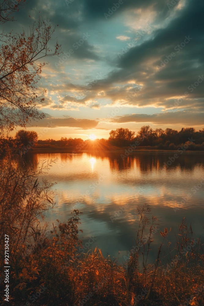 Sunset over calm water Sunset over calm water