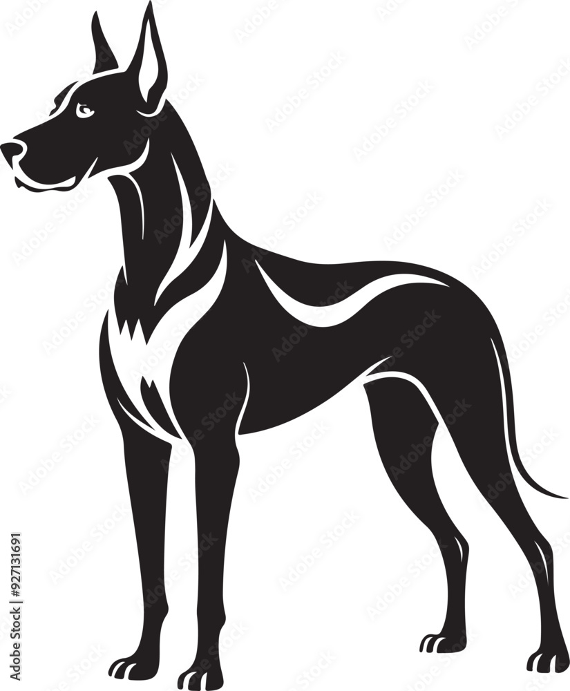 Illustration of a Great Dane Dog Silhouette vector art Illustration of a Great Dane Dog Silhouette vector art