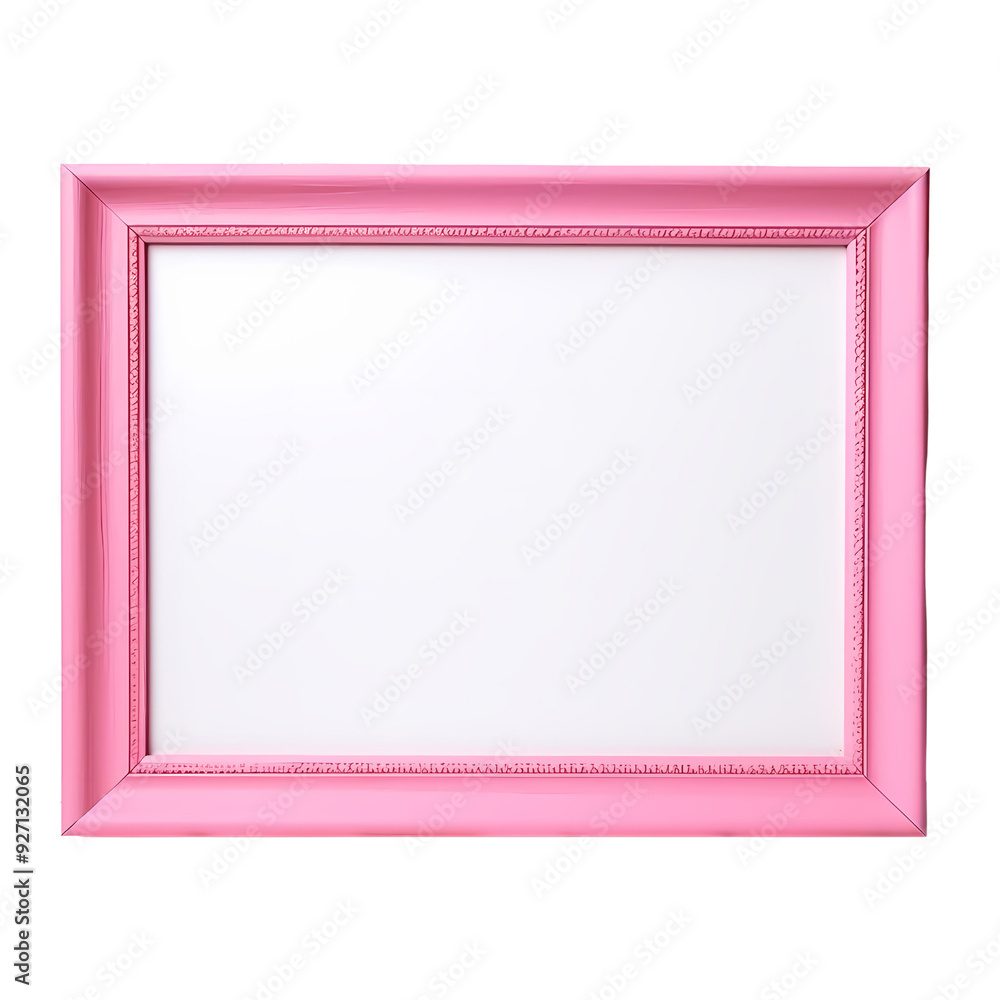 A simple pink picture frame isolated on a white background. Perfect for adding a touch of color to any room. A simple pink picture frame isolated on a white background. Perfect for adding a touch of color to any room.