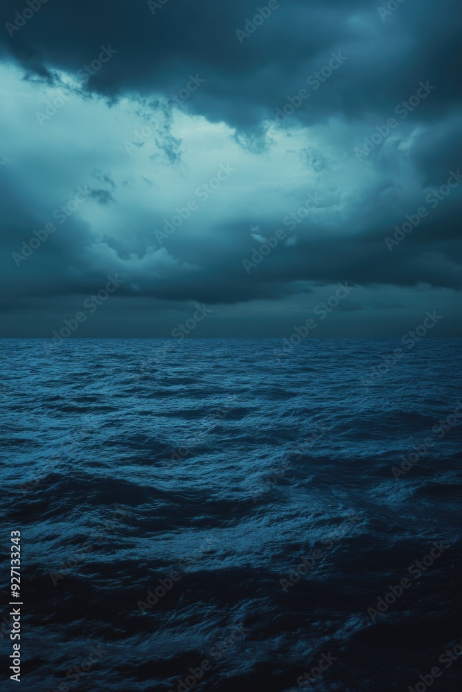 Fototapeta premium Cloudy lake or sea