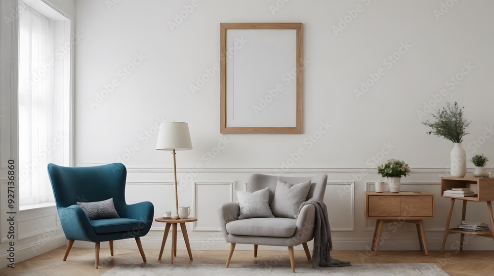 High resolution photo frame on the wall interior image template, empty art frame interior design ai generated designer pictures. High resolution photo frame on the wall interior image template, empty art frame interior design ai generated designer pictures.