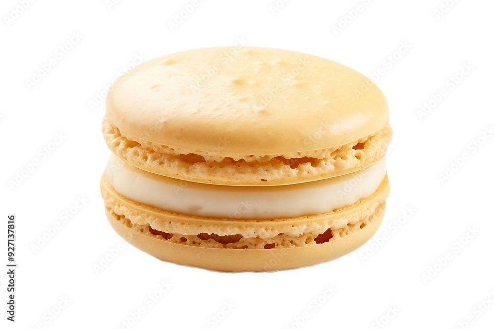One macaroon cookie on white background One macaroon cookie on white background