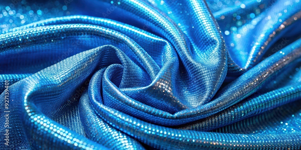 Shiny blue fabric with silver lurex thread for trendy 80s, 90s, and 2000s fashion , fashion, trendy, 80s, 90s Shiny blue fabric with silver lurex thread for trendy 80s, 90s, and 2000s fashion , fashion, trendy, 80s, 90s