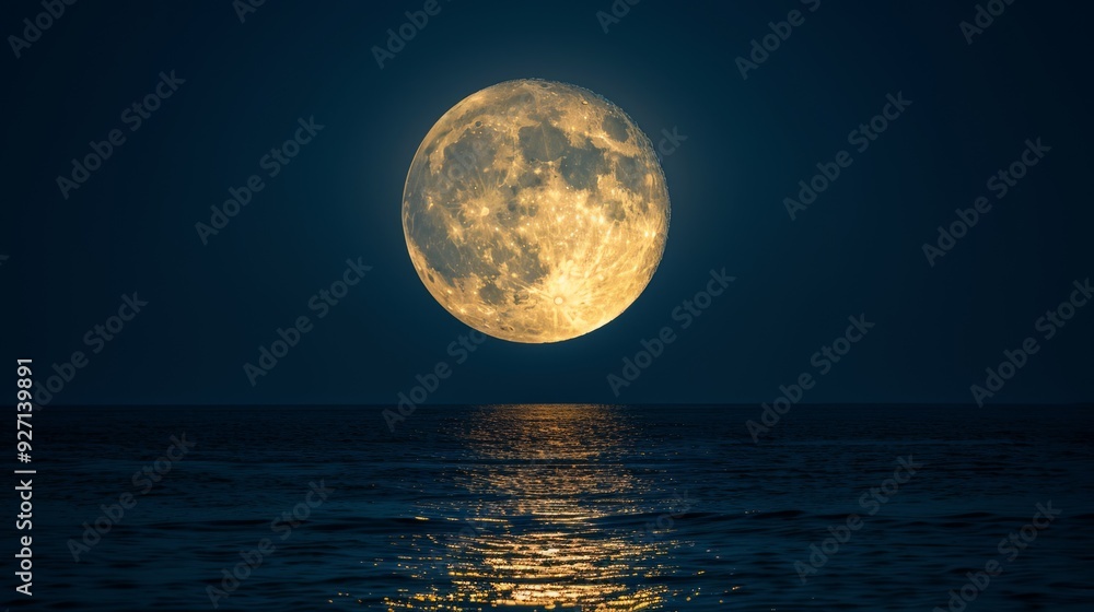 Full moon over the sea with sea wave on sandy beach. Full moon over the sea with sea wave on sandy beach.