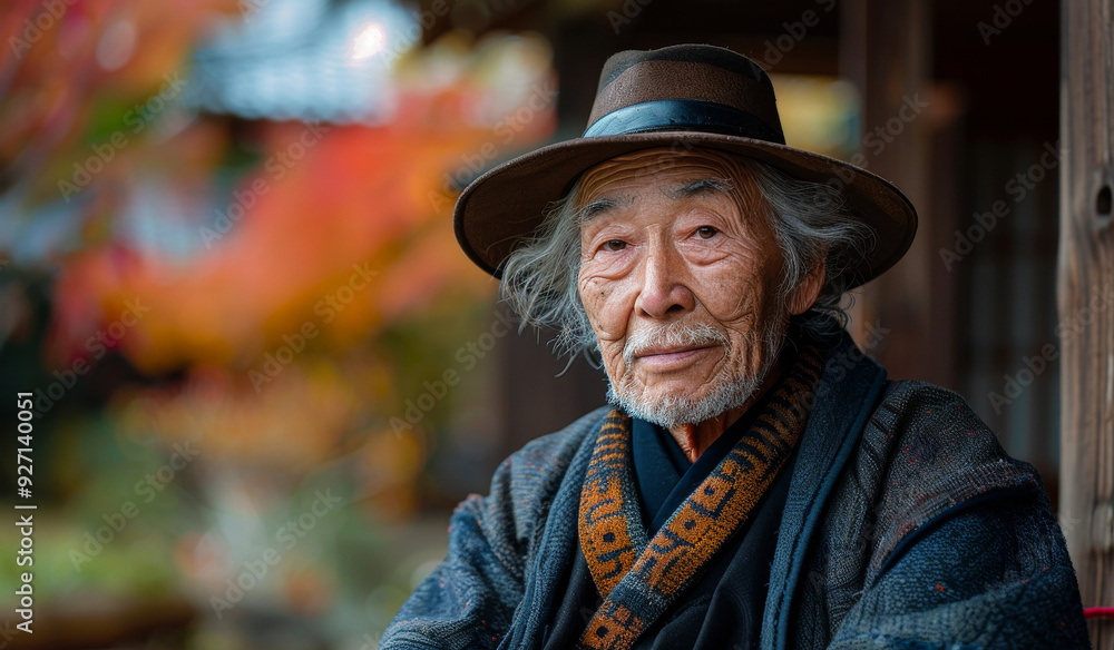 An old man wearing a hat and a scarf sits on a bench. He looks tired and sad An old man wearing a hat and a scarf sits on a bench. He looks tired and sad