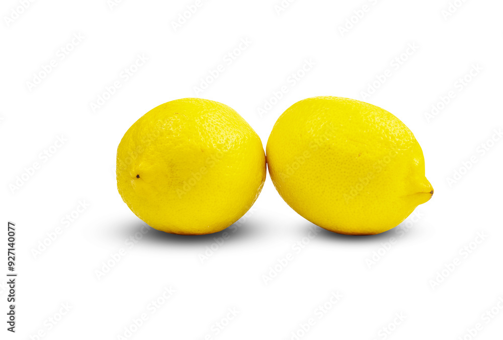 Two Bright yellow lemon clipping path on white isolated background Two Bright yellow lemon clipping path on white isolated background