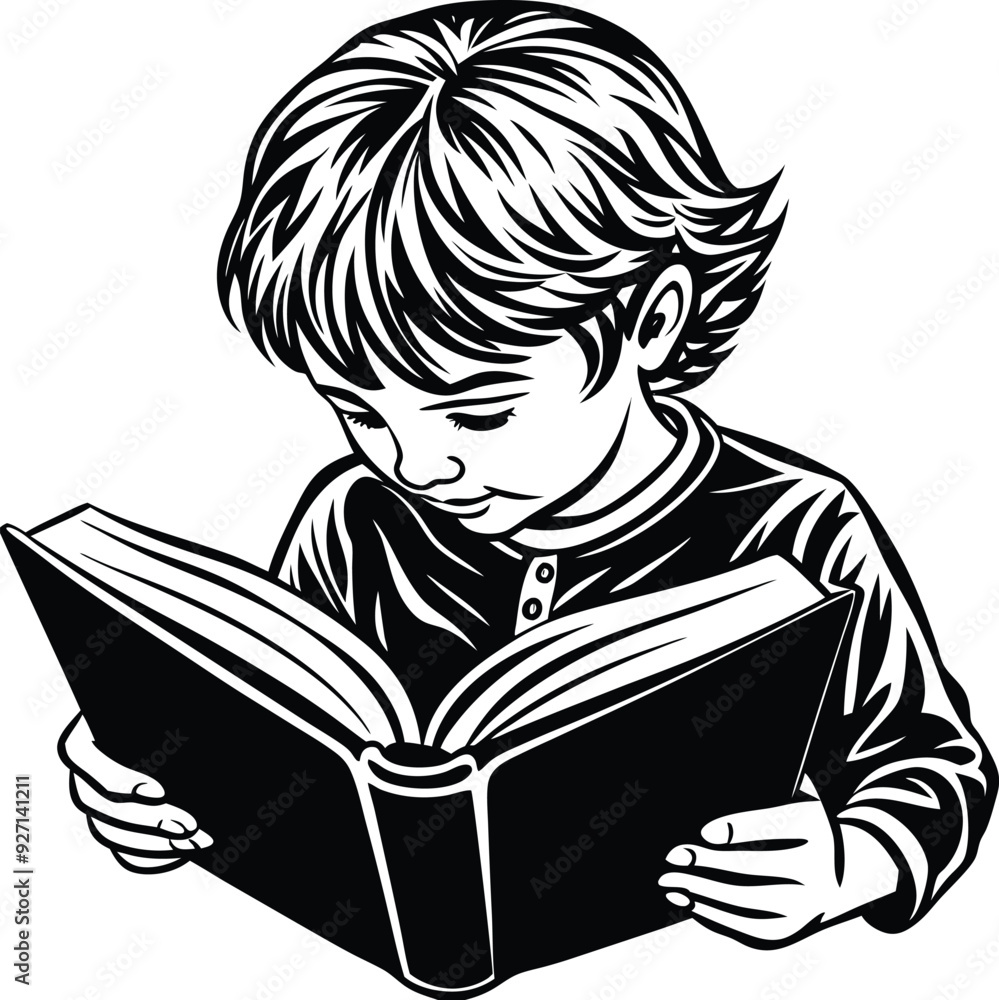 kids read book silhouette illustration kids read book silhouette illustration