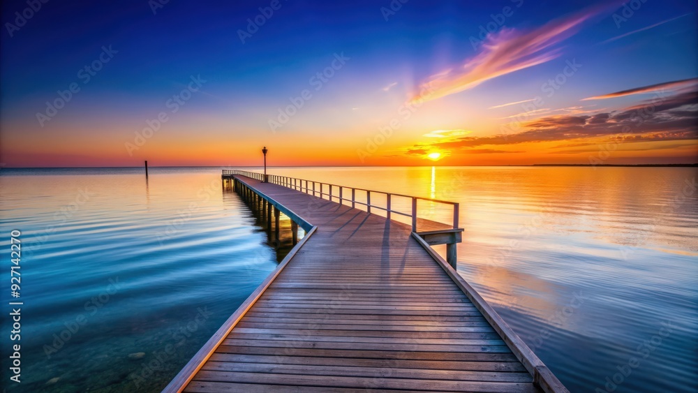 Obraz premium Valentines Jetty overlooking a calm ocean at sunset , Valentines Day, romantic, love, pier, jetty, ocean, sea, sunset