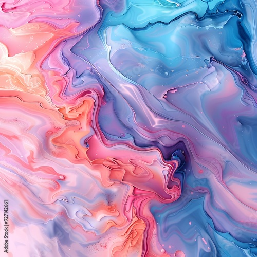 Dreamy Abstract Swirls: Vibrant and fluid, this abstract painting evokes feelings of tranquility and wonder. The swirling colors of pink, blue, and purple create a mesmerizing visual experience, perfe