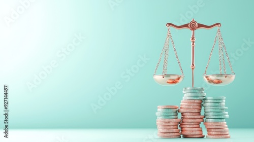 Wallpaper Mural Financial Crisis Concept - Balance Scale with Heavy Debt on Business Side in Vibrant 3D Render, Generative Ai Torontodigital.ca