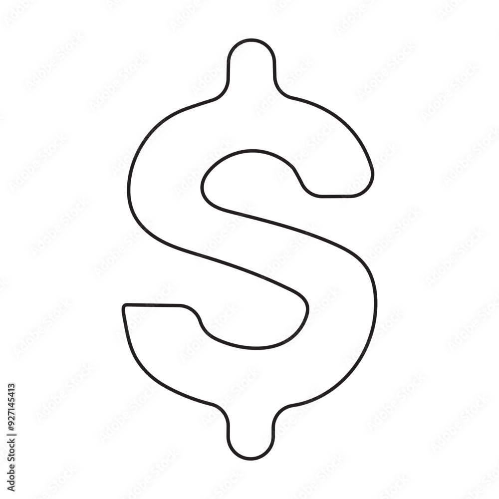 Continuous Line art Drawing of Money Icon. Hand Drawn Symbol Vector Illustration. Continuous Line art Drawing of Money Icon. Hand Drawn Symbol Vector Illustration.