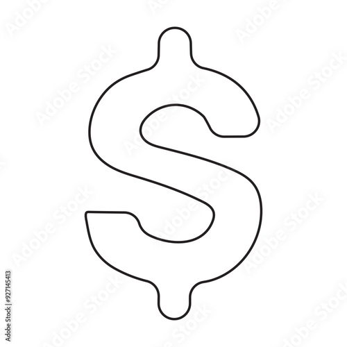 Continuous Line art Drawing of Money Icon. Hand Drawn Symbol Vector Illustration.