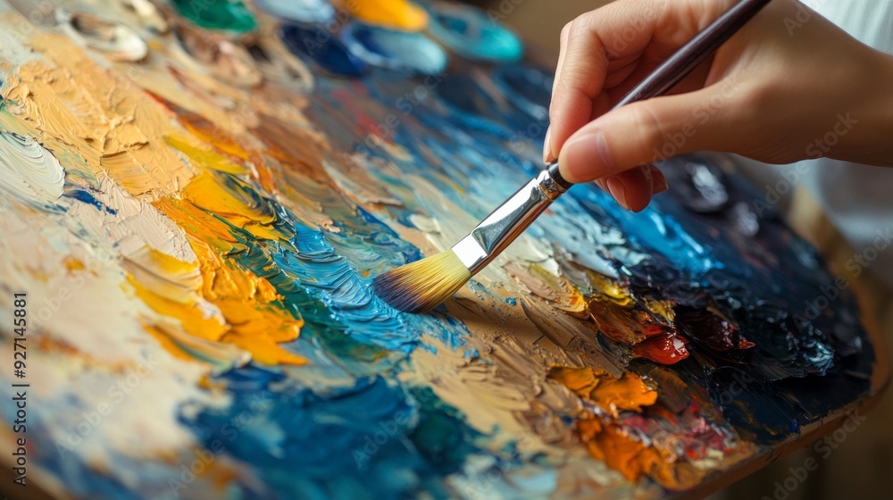 Obraz premium Artist's Palette: Mixing Colors for a Masterpiece