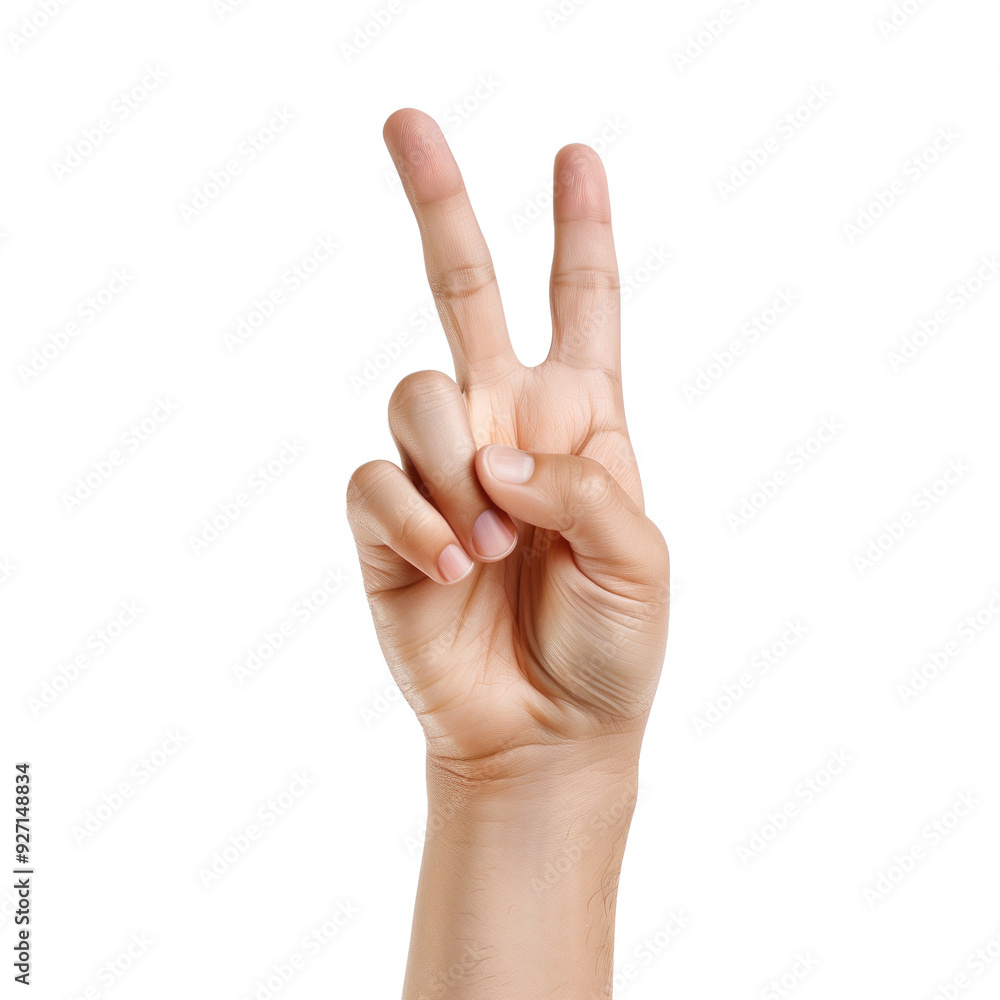 Arm with 2 rising fingers, isolated, transparent background, png Arm with 2 rising fingers, isolated, transparent background, png