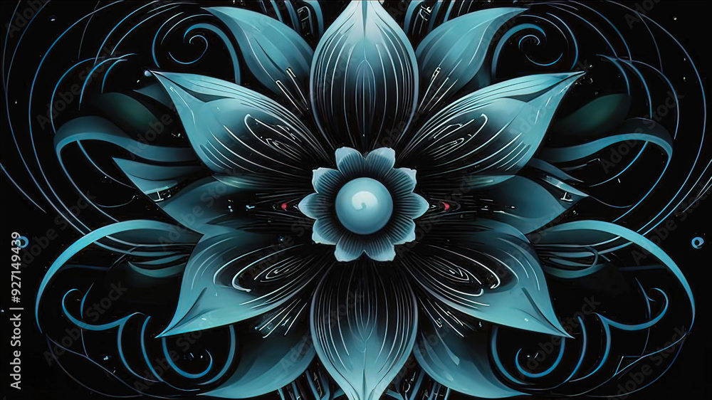 Abstract ornate flowers with black lines and patterns, floral background for design Abstract ornate flowers with black lines and patterns, floral background for design
