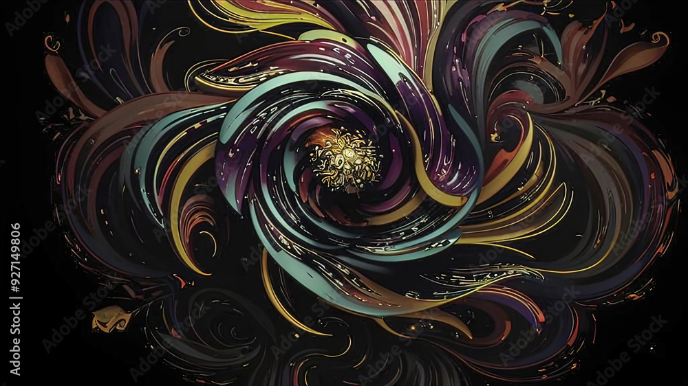 Abstract ornate flowers with black lines and patterns, floral background for design Abstract ornate flowers with black lines and patterns, floral background for design