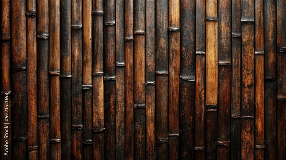 Dark brown bamboo wall texture. This photo is suitable for projects with Asian or rustic themes. Dark brown bamboo wall texture. This photo is suitable for projects with Asian or rustic themes.