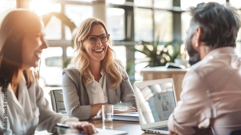 Fototapeta premium Business people sitting around the table and talking