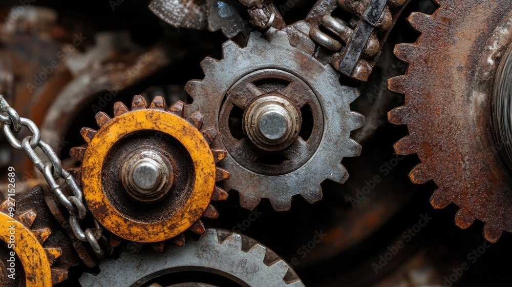 Machinery equipment with gears, pistons, and chains Machinery equipment with gears, pistons, and chains