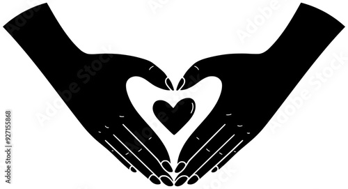 gratitude illustration heart silhouette love logo gesture icon hand outline care support sign charity person woman female health valentine shape people happy together for vector graphic background