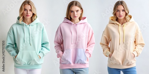 Cozy and Casual Feminine Hoodie: Relaxed, oversized fit, soft fabrics, pastel shades, drawstrings, kangaroo pockets photo