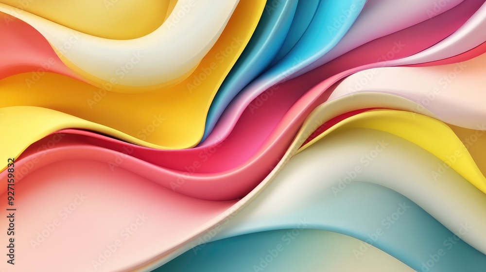 Fototapeta premium Dynamic 3D abstract template with colorful wave forms and smooth lines, ideal for creating visually appealing presentation slides